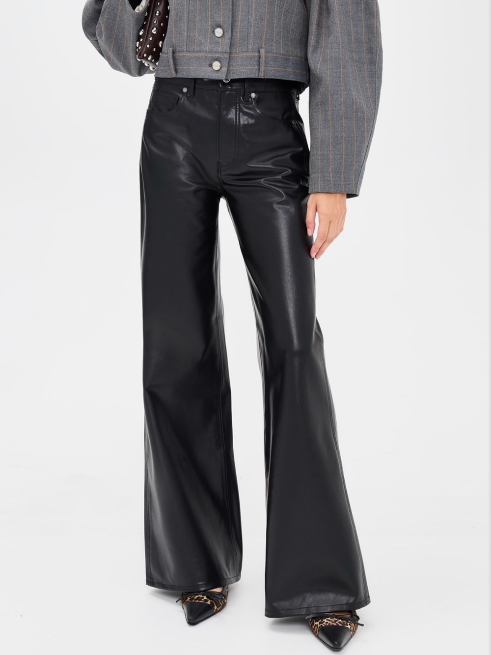 Veronica Beard Kasey Mid Wide Leg Vegan Leather Pants